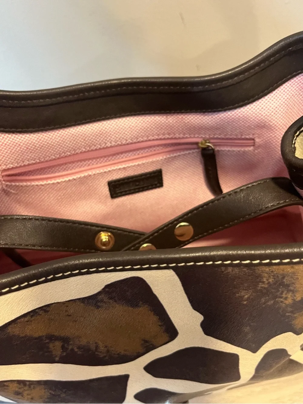 Dooney & Bourke Brown and Cream Giraffe-Print Shoulder Bag - Picture 3 of 9